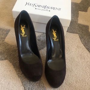 Yves Saint Laurent platform/ brown suede